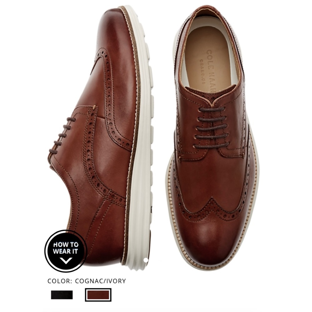 Cole Haan Men Modern Oxford Dress Shoe. Cognac Color. Size 13M. Great Condition.